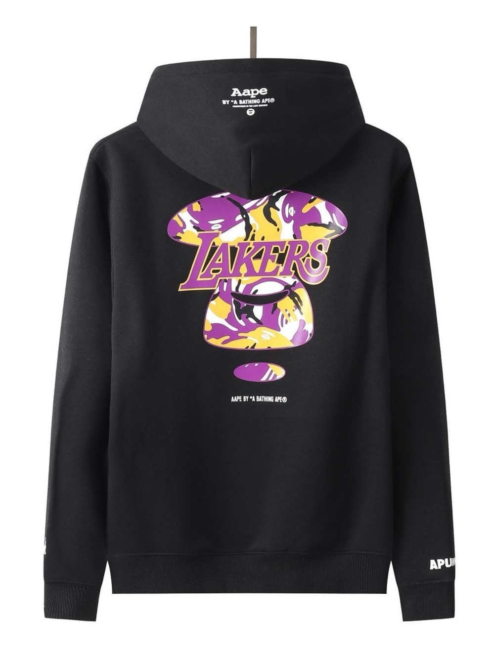 NEW Bape AAPE x Los Angeles Lakers Black Camo Print Logo Hoodie Small RARE NWT